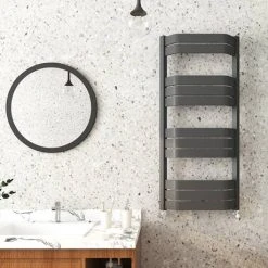 Milan Bow-Fronted Anthracite 1200 x 550 Designer Flat Panel Heated Towel Rail -Cheap Bathroom Heating Store MBTR125A4 d2 460