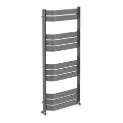 Milan Bow-Fronted Anthracite 1200 x 550 Designer Flat Panel Heated Towel Rail -Cheap Bathroom Heating Store MBTR125A4 d3 460