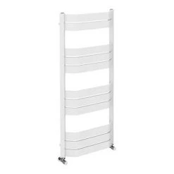 Milan Bow-Fronted White 1200 x 550 Designer Flat Panel Heated Towel Rail -Cheap Bathroom Heating Store MBTR125W4 d3 460