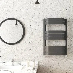 Milan Bow-Fronted Anthracite 850 x 550 Designer Flat Panel Heated Towel Rail -Cheap Bathroom Heating Store MBTR855A4 detail2 460