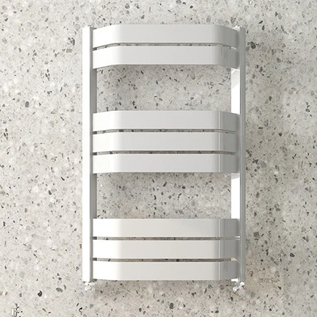 Milan Bow-Fronted White 850 x 550 Designer Flat Panel Heated Towel Rail 3 Milan Bow-Fronted White 850 x 550 Designer Flat Panel Heated Towel Rail