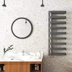 Milan Curved Anthracite 1300 x 500 Designer Flat Panel Heated Towel Rail - 9 Sections 9 Milan Curved Anthracite 1300 x 500 Designer Flat Panel Heated Towel Rail - 9 Sections -Cheap Bathroom Heating Store MCTR135A1 d2 460