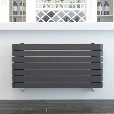 Milan Curved Anthracite 1000 x 500 Horizontal Designer Flat Panel Heated Towel Rail 4 Milan Curved Anthracite 1000 x 500 Horizontal Designer Flat Panel Heated Towel Rail - Image 2
