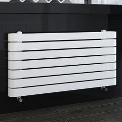Milan Curved White 1000 x 500 Horizontal Designer Flat Panel Heated Towel Rail