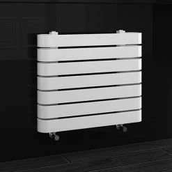 Milan Curved White 600 x 500 Horizontal Designer Flat Panel Heated Towel Rail