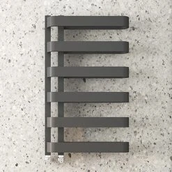 Milan Curved Anthracite 850 x 500 Designer Flat Panel Heated Towel Rail - 6 Sections