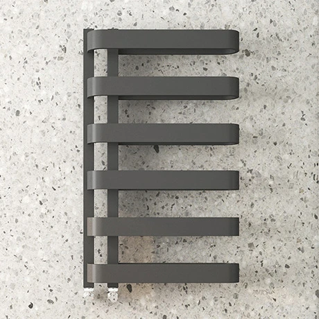 Milan Curved Anthracite 850 x 500 Designer Flat Panel Heated Towel Rail - 6 Sections 3 Milan Curved Anthracite 850 x 500 Designer Flat Panel Heated Towel Rail - 6 Sections