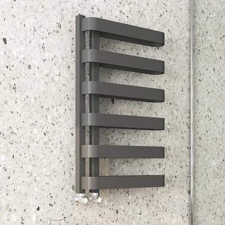 Milan Curved Anthracite 850 x 500 Designer Flat Panel Heated Towel Rail - 6 Sections 4 Milan Curved Anthracite 850 x 500 Designer Flat Panel Heated Towel Rail - 6 Sections - Image 2