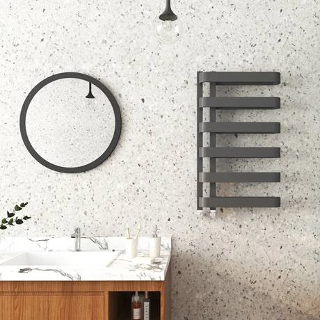 Milan Curved Anthracite 850 x 500 Designer Flat Panel Heated Towel Rail - 6 Sections 5 Milan Curved Anthracite 850 x 500 Designer Flat Panel Heated Towel Rail - 6 Sections - Image 3