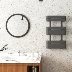 Milan Curved Anthracite 850 x 500 Designer Flat Panel Heated Towel Rail -Cheap Bathroom Heating Store MCTR855A2 d2 460