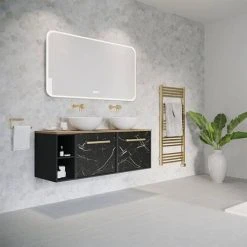 Crosswater MPRO 480 x 1140mm Electric Only Towel Rail - Brushed Brass Effect - MP48X1140FELEC -Cheap Bathroom Heating Store MP48X1140FELEC D2 460