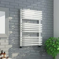 Monza 500 x 736 White Designer D-Shaped Heated Towel Rail
