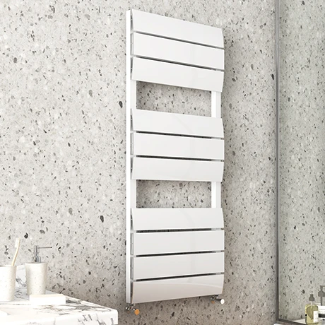Monza White Aluminium Heated Towel Rail 1200 x 500mm Curved Panels 3 Monza White Aluminium Heated Towel Rail 1200 x 500mm Curved Panels