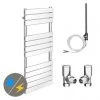 Milan 490 x 1200mm Heated Towel Rail (inc. Valves + Electric Heating Kit) -Cheap Bathroom Heating Store RAD06 EHK p