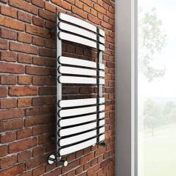 Murano Curved H800mm x W490mm Heated Towel Rail - Chrome -Cheap Bathroom Heating Store RAD08 nd3 460