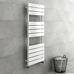 Milan White 1200 x 490mm Heated Towel Rail