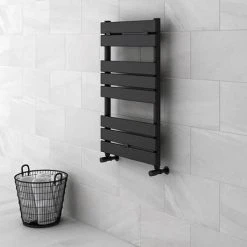 Milan Matt Black 840mm x 500mm Heated Towel Rail 9 Milan Matt Black 840mm x 500mm Heated Towel Rail -Cheap Bathroom Heating Store RAD8MB d4 460