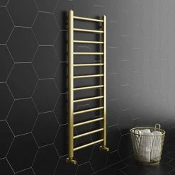 Arezzo 1200 x 500mm Brushed Brass Straight Heated Towel Rail