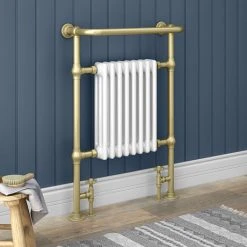 Chatsworth Savoy Brushed Brass Traditional Heated Towel Rail Radiator