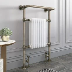 Chatsworth Savoy Old English Brass Traditional Heated Towel Rail Radiator