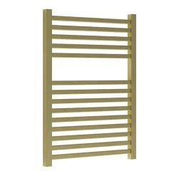 Venice Cubo Heated Towel Rail - Brushed Brass (690 x 500mm)