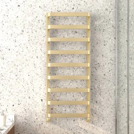 Venice Brushed Brass Designer Heated Towel Rail (500 x 1200mm) 4 Venice Brushed Brass Designer Heated Towel Rail (500 x 1200mm) - Image 2