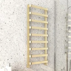 Venice Brushed Brass Designer Heated Towel Rail (500 x 1200mm)