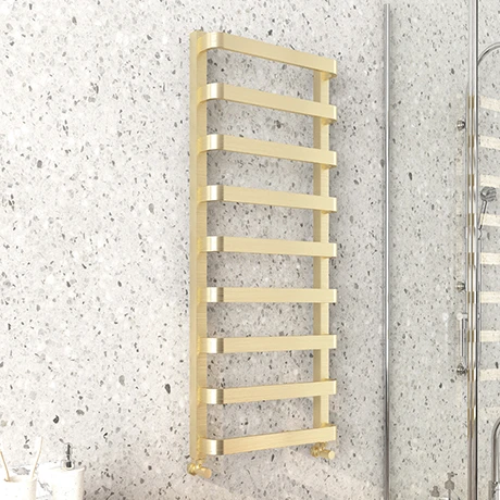 Venice Brushed Brass Designer Heated Towel Rail (500 x 1200mm) 3 Venice Brushed Brass Designer Heated Towel Rail (500 x 1200mm)