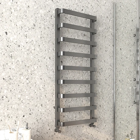 Venice Brushed Black Nickel Designer Heated Towel Rail (500 x 1200mm) 3 Venice Brushed Black Nickel Designer Heated Towel Rail (500 x 1200mm)