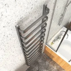 Venice Brushed Black Nickel Designer Heated Towel Rail (500 x 1500mm) -Cheap Bathroom Heating Store VENBN155 d2 460